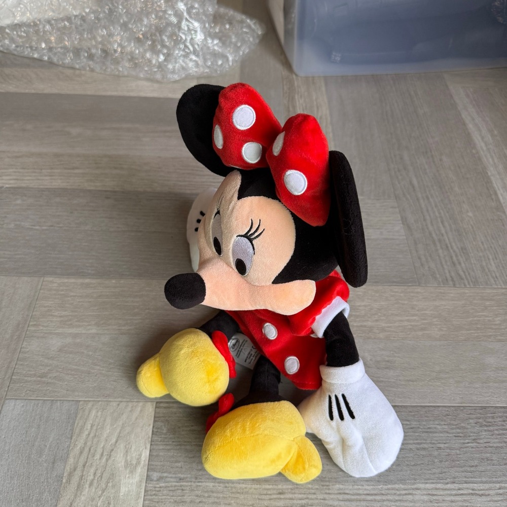 Disney Minnie Mouse Plush Red White Polka Dot‎ Dress Bow Stuffed Animal Toy 18"